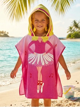 Kids Ballerina Patterned Hoodie Towel